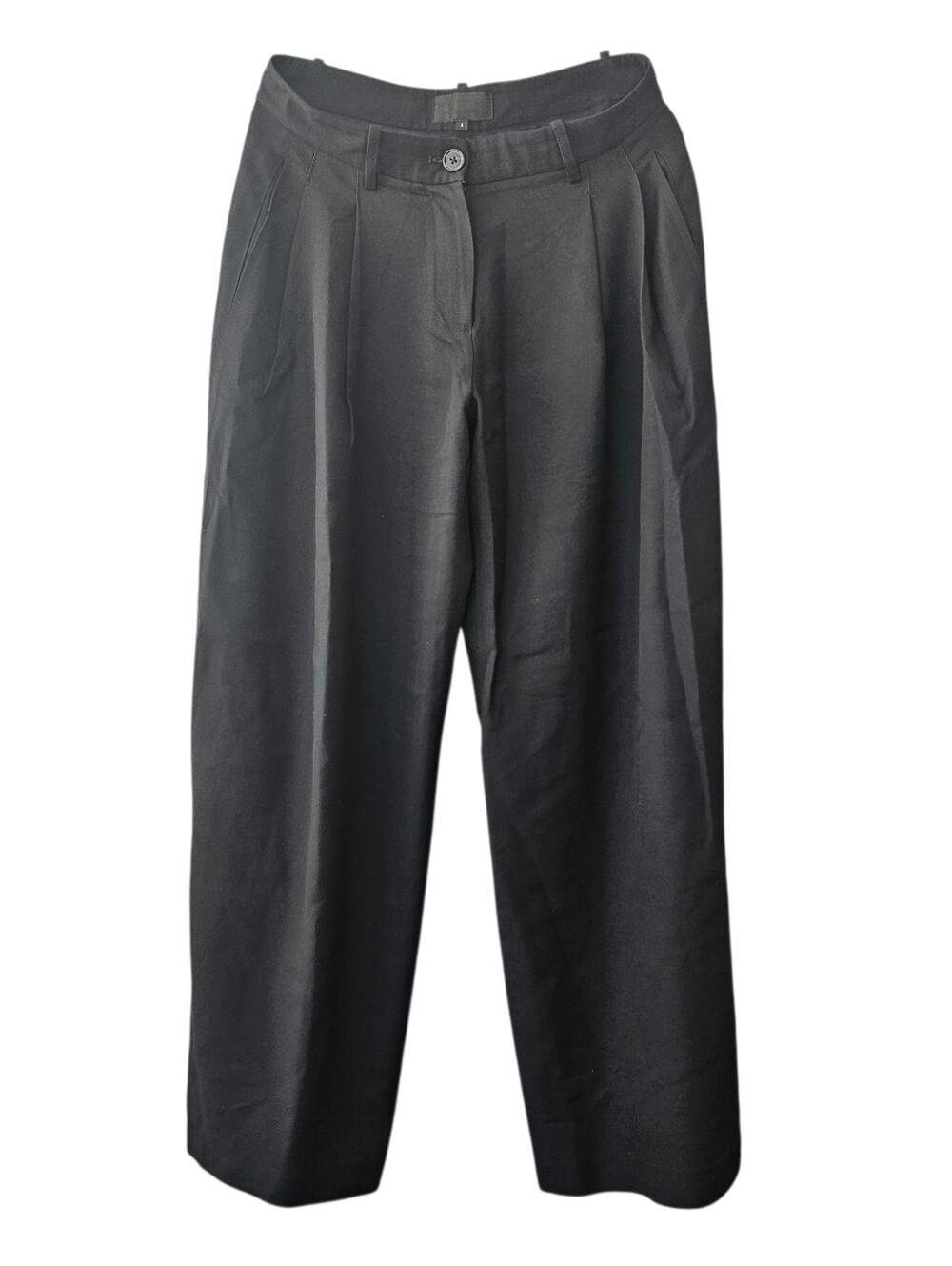Nili Lotan Black Pleated Wide-Leg Dress Pants Women's Size‎ 4 Mid-Rise Trousers